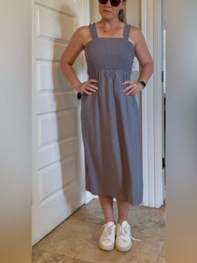 Dusty Purple Smocked Sleeveless Dress sz s like Anthropologie reformation NSR